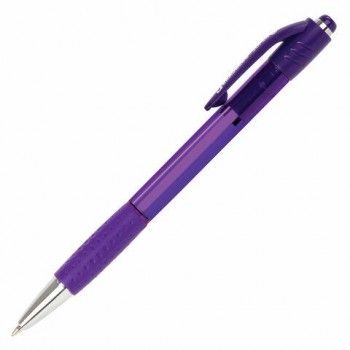 Ручка шариковая автоматическая с грипом BRAUBERG 12 шт. SUPER, СИНЯЯ, корпус фиолетовый, узел 0,7 мм, линия письма 0,35 мм, 143373