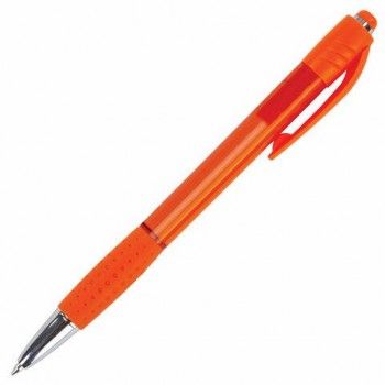 Ручка шариковая автоматическая с грипом BRAUBERG 12 шт. SUPER, СИНЯЯ, корпус оранжевый, узел 0,7 мм, линия письма 0,35 мм, 143375