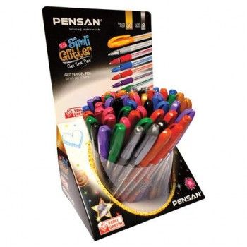 Ручка гелевая PENSAN 60 шт. "Glitter Gel", АССОРТИ, чернила с блестками, узел 1 мм, линия письма 0,5 мм, дисплей, 2280/S60