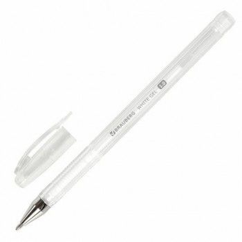 Ручка гелевая BRAUBERG 3 шт. "White Pastel", БЕЛАЯ, корпус прозрачный, узел 1 мм, линия письма 0,5 мм, 143417