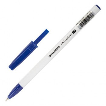 Ручка шариковая масляная BRAUBERG 48 шт. Stick Medium, СИНЯЯ, узел 1 мм, линия письма 0,5 мм, 143419