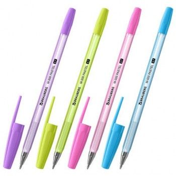 Ручка шариковая BRAUBERG 50 шт. "M-500 PASTEL", СИНЯЯ, корпус ассорти, узел 0,7 мм, линия письма 0,35 мм, 143450