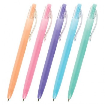 Ручка шариковая автоматическая BRAUBERG 30 шт. "PASTEL", СИНЯЯ, корпус ассорти, 0,7 мм, линия письма 0,35 мм, 143456