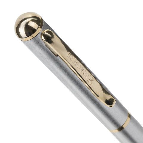 Ручка подарочная перьевая BRAUBERG &quot;Maestro&quot;, СИНЯЯ, корпус серебристый с золотистыми деталями, 143469