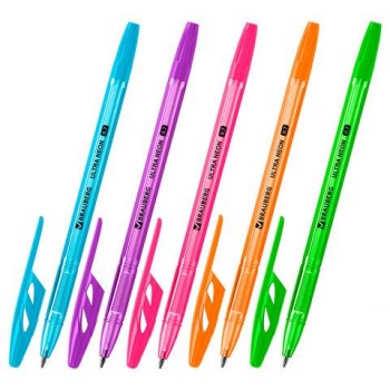 Ручка шариковая BRAUBERG 50 шт. "ULTRA NEON", СИНЯЯ, узел 0,7 мм, чернила ГЕРМАНИЯ, наконечник ШВЕЙЦАРИЯ, 143566