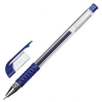 Ручка гелевая с грипом STAFF 12 шт. "Basic Needle" GP-679, СИНЯЯ, игольчатый узел 0,5 мм, линия письма 0,35 мм, 143678