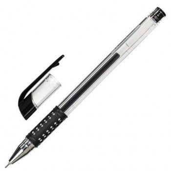 Ручка гелевая с грипом STAFF 12 шт. "Basic Needle" GP-679, ЧЕРНАЯ, игольчатый узел 0,5 мм, линия письма 0,35 мм, 143679