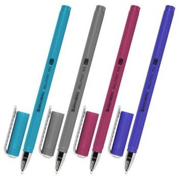 Ручка шариковая BRAUBERG 36 шт. SOFT TOUCH STICK "METALLIC", СИНЯЯ, мягкое покрытие, корпус ассорти, узел 0,7 мм, 143699