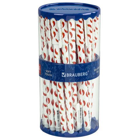 Ручка шариковая BRAUBERG 36 шт. SOFT TOUCH STICK &quot;CHILI PEPPER&quot;, СИНЯЯ, мягкое покрытие, узел 0,7 мм, 143708
