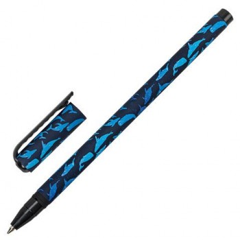 Ручка шариковая BRAUBERG SOFT TOUCH STICK "WHALE", СИНЯЯ, мягкое покрытие, узел 0,7 мм, 143709
