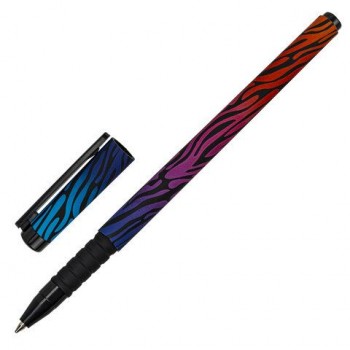 Ручка шариковая BRAUBERG 36 шт. SOFT TOUCH GRIP "NEON ZEBRA", СИНЯЯ, мягкое покрытие, узел 0,7 мм, 143721
