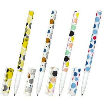 Ручка шариковая BRAUBERG 36 шт. SOFT TOUCH GRIP "DOTS", СИНЯЯ, мягкое покрытие, ассорти, узел 0,7 мм, 143722