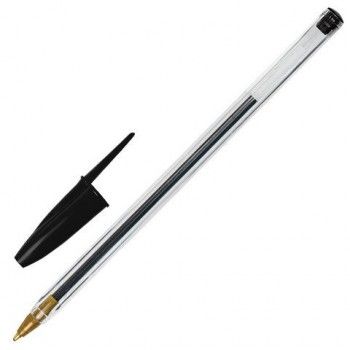 Ручка шариковая STAFF 50 шт. "Basic BP-01", письмо 750 метров, ЧЕРНАЯ, длина корпуса 14 см, узел 1 мм, 143737