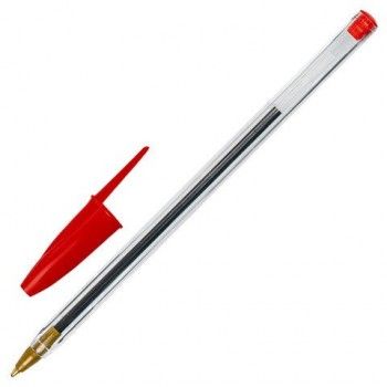 Ручка шариковая STAFF 50 шт. "Basic BP-01", письмо 750 метров, КРАСНАЯ, длина корпуса 14 см, узел 1 мм, 143738