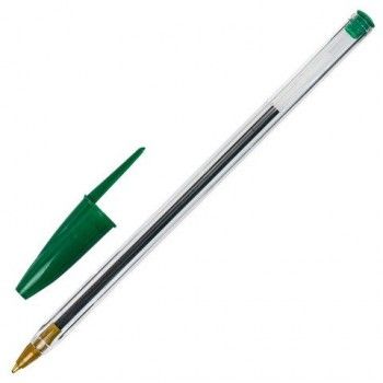 Ручка шариковая STAFF 50 шт. "Basic BP-01", письмо 750 метров, ЗЕЛЕНАЯ, длина корпуса 14 см, узел 1 мм, 143739