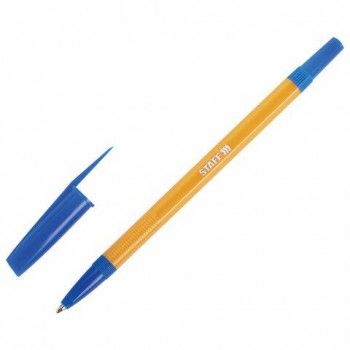 Ручка шариковая STAFF 50 шт. "Basic BP-03 Orange", СИНЯЯ, корпус оранжевый, узел 1 мм, линия письма 0,5 мм, 143741