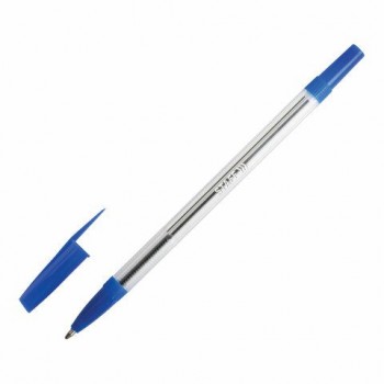 Ручка шариковая STAFF 50 шт. "BP-03", СИНЯЯ, корпус прозрачный, узел 1 мм, линия письма 0,5 мм, 143742