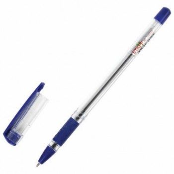 Ручка шариковая масляная с грипом STAFF 12 шт. "Basic OBP-11", СИНЯЯ, узел 1 мм, линия письма 0,5 мм, 143744