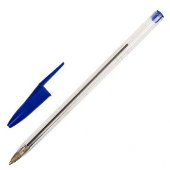 Ручка шариковая STAFF 100 шт. Basic Budget BP-02, письмо 500 м, СИНЯЯ, длина корпуса 13,5 см, линия письма 0,5 мм, 143758