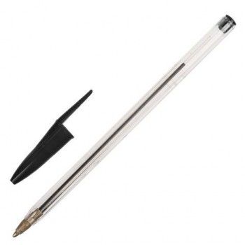 Ручка шариковая STAFF 100 шт. Basic Budget BP-02, письмо 500 м, ЧЕРНАЯ, длина корпуса 13,5 см, линия письма 0,5 мм, 143759