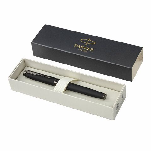 Ручка перьевая PARKER &quot;IM Achromatic Black BT&quot;, черный матовый, нержавеющая сталь, синяя, 2127741