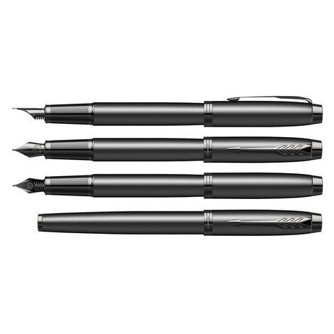 Ручка перьевая PARKER &quot;IM Achromatic Black BT&quot;, черный матовый, нержавеющая сталь, синяя, 2127741
