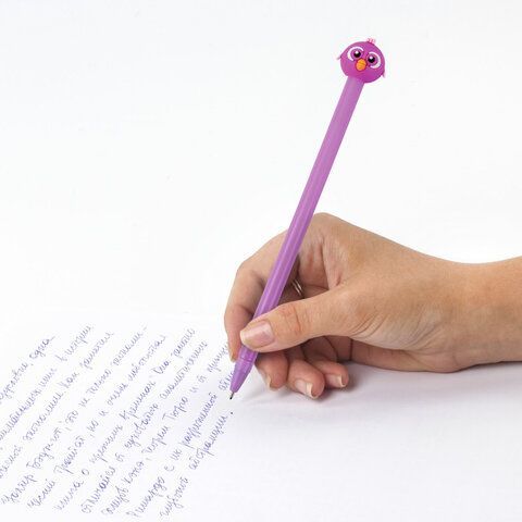 Ручка с топпером шариковая ЮНЛАНДИЯ &quot;Птенец&quot;, корпус ассорти, СИНЯЯ, пишущий узел 0,7 мм, 143811