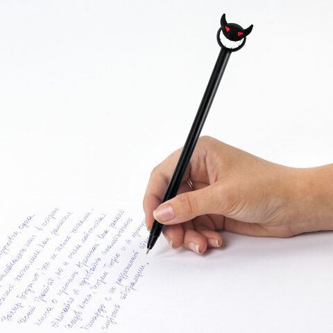 Ручка с топпером шариковая ЮНЛАНДИЯ &quot;Чертёнок&quot;, корпус ассорти, СИНЯЯ, пишущий узел 0,7 мм, 143812