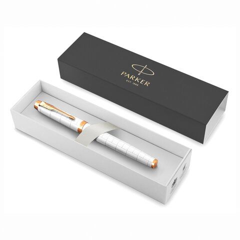 Ручка-роллер PARKER &quot;IM Premium Pearl GT&quot;, корпус жемчужный лак, позолоченные детали, черная, 2143646