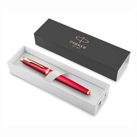 Ручка-роллер PARKER &quot;IM Premium Red GT&quot;, корпус красный лак, позолоченные детали, черная, 2143647