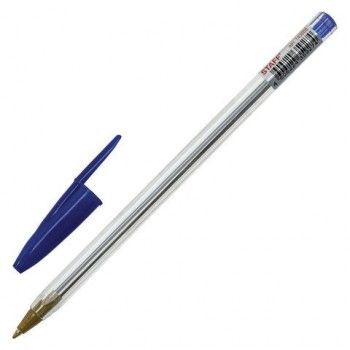 Ручка шариковая STAFF 50 шт. "Basic Budget BP-04", СИНЯЯ, линия письма 0,5 мм, с штрихкодом, 143868