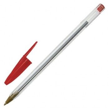 Ручка шариковая STAFF 50 шт. "Basic Budget BP-04", КРАСНАЯ, линия письма 0,5 мм, с штрихкодом, 143870