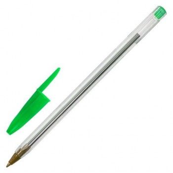 Ручка шариковая STAFF 50 шт. "Basic Budget BP-04", ЗЕЛЕНАЯ, линия письма 0,5 мм, с штрихкодом, 143871
