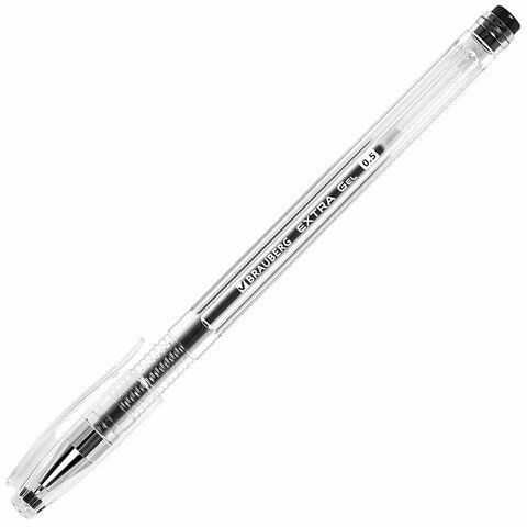 Ручки гелевые BRAUBERG &quot;EXTRA&quot;, ЧЕРНЫЕ, НАБОР 4 штуки, узел 0,5 мм, линия 0,35 мм, 143906