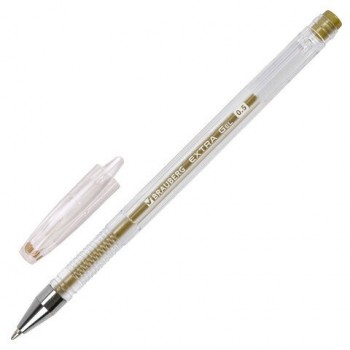 Ручка гелевая ЗОЛОТИСТАЯ BRAUBERG 4 шт. "EXTRA GOLD", корпус прозрачный, 0,5 мм, линия 0,35 мм, 143914
