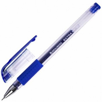 Ручка гелевая с грипом BRAUBERG 12 шт. "EXTRA GT NEEDLE", СИНЯЯ, игольчатый узел 0,5 мм, линия 0,35 мм, 143916