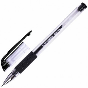 Ручка гелевая с грипом BRAUBERG 12 шт. "EXTRA GT NEEDLE", ЧЕРНАЯ, игольчатый узел 0,5 мм, линия 0,35 мм, 143918