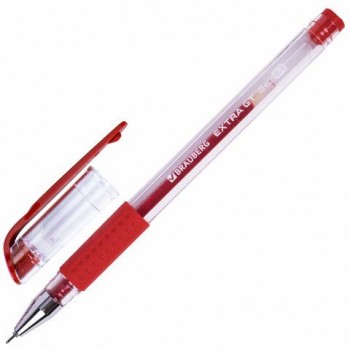 Ручка гелевая с грипом BRAUBERG 12 шт. "EXTRA GT NEEDLE", КРАСНАЯ, игольчатый узел 0,5 мм, линия 0,35 мм, 143921