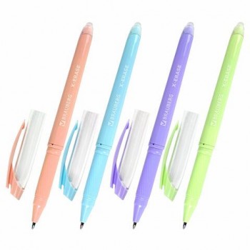 Ручка стираемая гелевая с грипом BRAUBERG 24 шт. X-ERASE PASTEL, СИНЯЯ, узел 0,7 мм, линия 0,35 мм, 143953