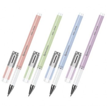 Ручка гелевая BRAUBERG 24 шт. "GEL ONE PASTEL", ЧЕРНАЯ, корпус ассорти, узел 0,5 мм, линия 0,35 мм, 144039