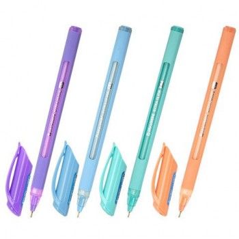 Ручка шариковая масляная BRAUBERG 12 шт. "Extra Glide Soft Pastel", СИНЯЯ, узел 0,7 мм, линия письма 0,35 мм, 144073