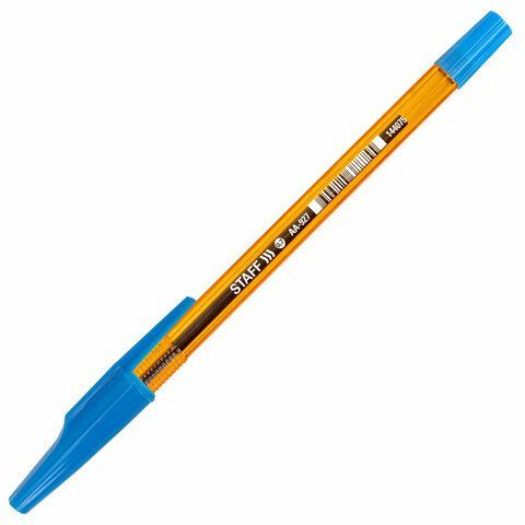 Ручка шариковая STAFF 50 шт. AA-927 ORANGE, СИНЯЯ, корпус тонированный оранжевый, узел 0,7 мм, линия письма 0,35 мм, 144075