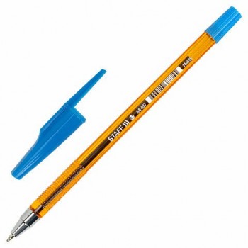 Ручка шариковая STAFF 50 шт. AA-927 ORANGE, СИНЯЯ, корпус тонированный оранжевый, узел 0,7 мм, линия письма 0,35 мм, 144075