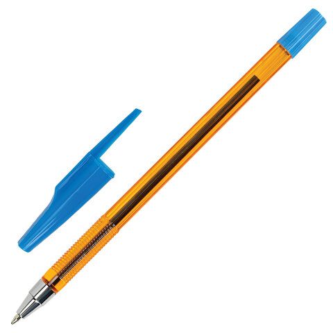 Ручка шариковая STAFF 50 шт. AA-927 ORANGE, СИНЯЯ, корпус тонированный оранжевый, узел 0,7 мм, линия письма 0,35 мм, 144075
