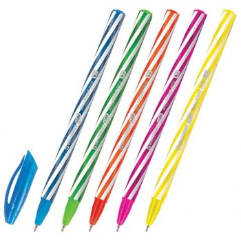 Ручка шариковая масляная BRAUBERG KIDS 60 шт. "TWIST", СИНЯЯ, корпус ассорти, пишущий узел 0,7 мм, линия письма 0,35 мм, 144104