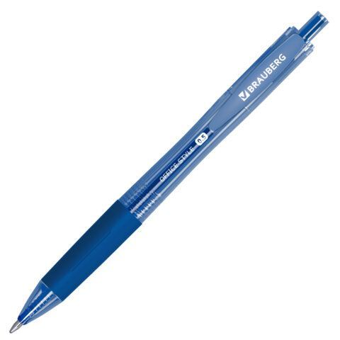 Ручка гелевая автоматическая с грипом BRAUBERG 12 шт. OFFICE STYLE, СИНЯЯ, линия 0,4 мм, 144122