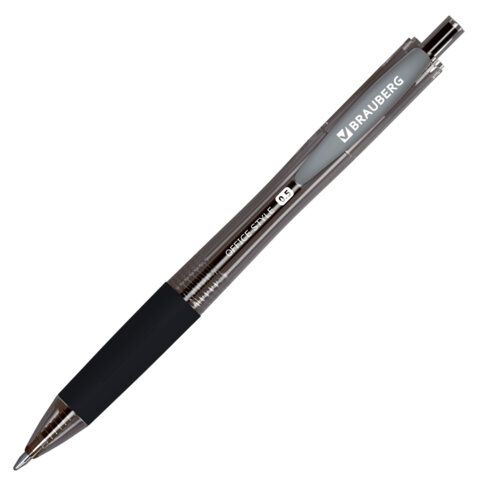 Ручка гелевая автоматическая с грипом BRAUBERG 12 шт. OFFICE STYLE, ЧЕРНАЯ, линия 0,4 мм, 144123