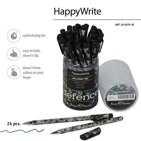 Ручка шариковая BRUNO VISCONTI 24 шт. &quot;HappyWrite&quot;, СИНЯЯ, &quot;Самолеты&quot;, линия 0,38 мм, 20-0215/30