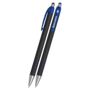 Ручка шариковая автоматическая BRAUBERG 24 шт. Sakura Black, СИНЯЯ, корпус черный, пишущий узел 0,5 мм, линия письма 0,3 мм, 144222
