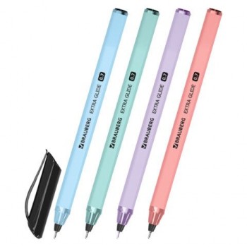 Ручка шариковая масляная BRAUBERG 24 шт. "Extra Glide Softy EL", СИНЯЯ, корпус ассорти, игольчатый наконечник 0,7 мм, линия письма 0,5 мм, 144262